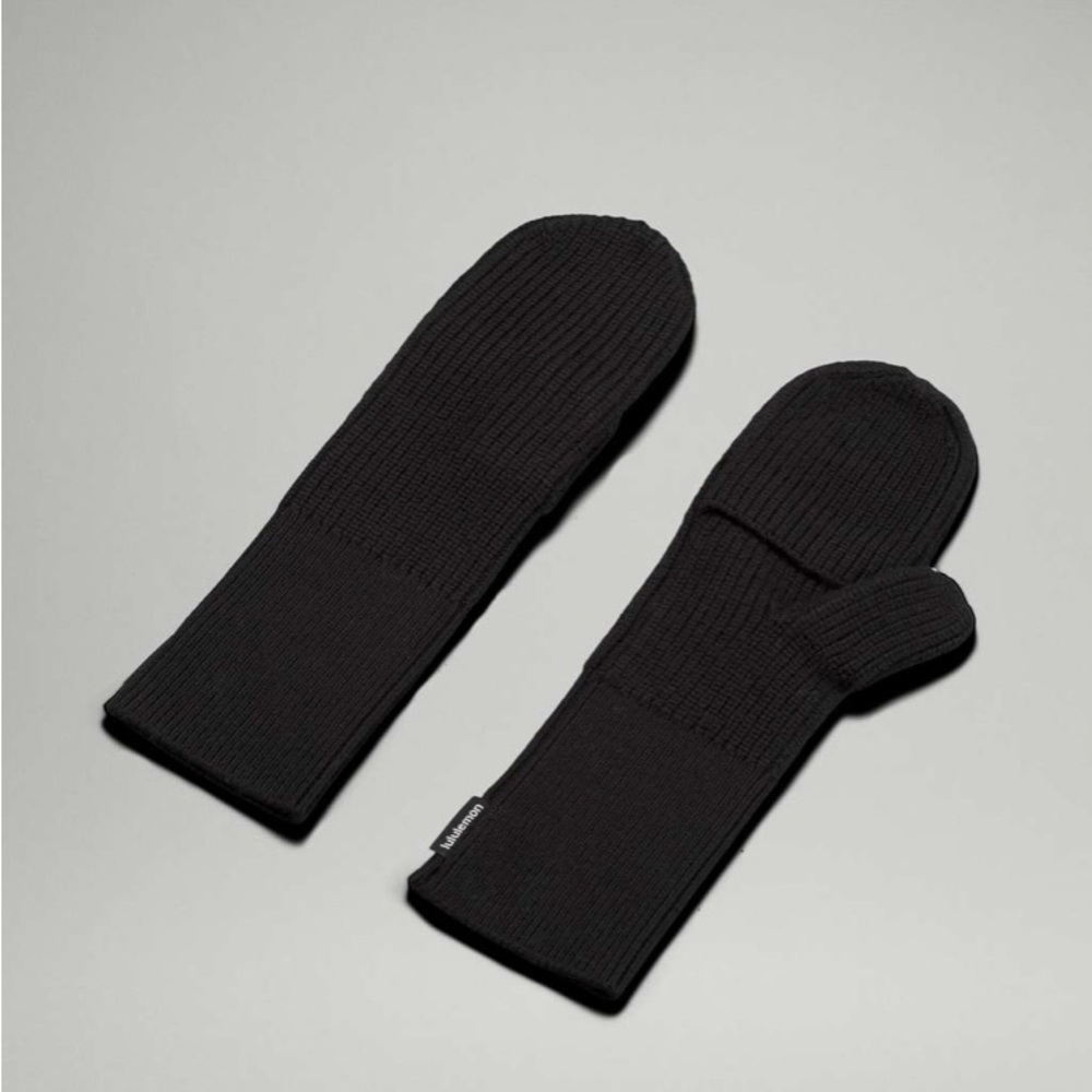 Lululemon Mittens 🌟NWT🌟 Ribbed Merino Wool Blend Knit Black Sz XS/S & M/L - Picture 4 of 4